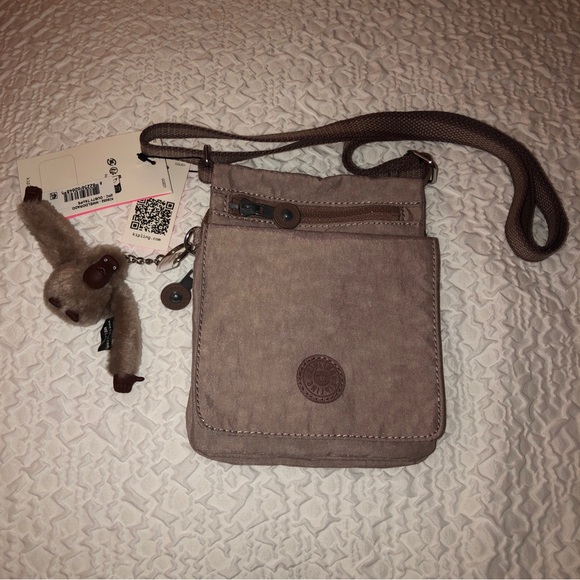 Kipling NWELDORADO Dusty Taupe Nylon Crossbody With Monkey Key Chain NWT - Picture 16 of 16